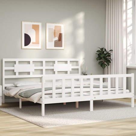 vidaXL Estructura de cama con cabecero madera maciza blanco 200x200 cm