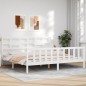 vidaXL Estructura de cama con cabecero madera maciza blanco 200x200 cm