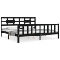 vidaXL Estructura de cama con cabecero madera maciza negro 200x200 cm vidaXL Estructura de cama con cabecero madera maciza negro 200x200 cm