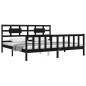 vidaXL Estructura de cama con cabecero madera maciza negro 200x200 cm vidaXL Estructura de cama con cabecero madera maciza negro 200x200 cm
