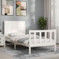 vidaXL Estructura de cama individual con cabecero madera maciza blanco vidaXL Estructura de cama individual con cabecero madera maciza blanco