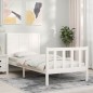 vidaXL Estructura de cama individual con cabecero madera maciza blanco vidaXL Estructura de cama individual con cabecero madera maciza blanco