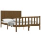 vidaXL Estructura de cama matrimonio con cabecero madera marrón miel