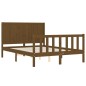 vidaXL Estructura de cama matrimonio con cabecero madera marrón miel