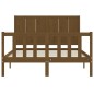 vidaXL Estructura de cama matrimonio con cabecero madera marrón miel