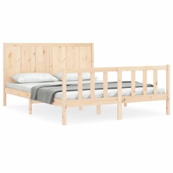 vidaXL Estructura de cama con cabecero madera maciza 160x200 cm