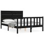 vidaXL Estructura de cama con cabecero madera maciza negro 140x200 cm vidaXL Estructura de cama con cabecero madera maciza negro 140x200 cm