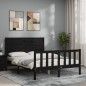 vidaXL Estructura de cama con cabecero madera maciza negro 140x200 cm vidaXL Estructura de cama con cabecero madera maciza negro 140x200 cm