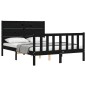 vidaXL Estructura de cama con cabecero madera maciza negro 140x200 cm vidaXL Estructura de cama con cabecero madera maciza negro 140x200 cm