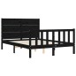 vidaXL Estructura de cama con cabecero madera maciza negro 140x200 cm vidaXL Estructura de cama con cabecero madera maciza negro 140x200 cm