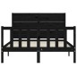 vidaXL Estructura de cama con cabecero madera maciza negro 140x200 cm vidaXL Estructura de cama con cabecero madera maciza negro 140x200 cm