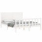 vidaXL Estructura de cama matrimonio con cabecero madera maciza blanco vidaXL Estructura de cama matrimonio con cabecero madera maciza blanco