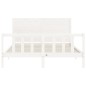 vidaXL Estructura de cama matrimonio con cabecero madera maciza blanco vidaXL Estructura de cama matrimonio con cabecero madera maciza blanco