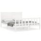 vidaXL Estructura de cama con cabecero madera maciza blanco 160x200 cm vidaXL Estructura de cama con cabecero madera maciza blanco 160x200 cm