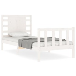 vidaXL Estructura de cama con cabecero madera maciza blanco 100x200 cm