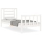 vidaXL Estructura de cama con cabecero madera maciza blanco