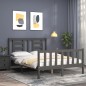 vidaXL Estructura cama de matrimonio con cabecero madera maciza gris vidaXL Estructura cama de matrimonio con cabecero madera maciza gris