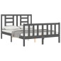vidaXL Estructura cama de matrimonio con cabecero madera maciza gris vidaXL Estructura cama de matrimonio con cabecero madera maciza gris