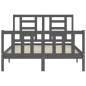 vidaXL Estructura cama de matrimonio con cabecero madera maciza gris vidaXL Estructura cama de matrimonio con cabecero madera maciza gris