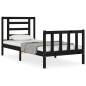 vidaXL Estructura de cama con cabecero madera maciza negro 90x200 cm vidaXL Estructura de cama con cabecero madera maciza negro 90x200 cm