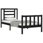 vidaXL Estructura de cama con cabecero madera maciza negro 90x200 cm vidaXL Estructura de cama con cabecero madera maciza negro 90x200 cm