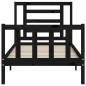 vidaXL Estructura de cama con cabecero madera maciza negro 90x200 cm vidaXL Estructura de cama con cabecero madera maciza negro 90x200 cm