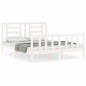 vidaXL Estructura de cama matrimonio con cabecero madera maciza blanco vidaXL Estructura de cama matrimonio con cabecero madera maciza blanco