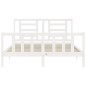 vidaXL Estructura de cama matrimonio con cabecero madera maciza blanco vidaXL Estructura de cama matrimonio con cabecero madera maciza blanco