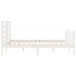 vidaXL Estructura de cama matrimonio con cabecero madera maciza blanco vidaXL Estructura de cama matrimonio con cabecero madera maciza blanco