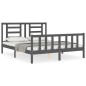 vidaXL Estructura de cama con cabecero madera maciza gris 160x200 cm