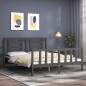 vidaXL Estructura de cama con cabecero madera maciza gris 160x200 cm