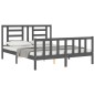 vidaXL Estructura de cama con cabecero madera maciza gris 160x200 cm