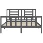vidaXL Estructura de cama con cabecero madera maciza gris 160x200 cm