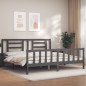 vidaXL Estructura cama de matrimonio con cabecero madera maciza gris