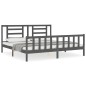 vidaXL Estructura cama de matrimonio con cabecero madera maciza gris