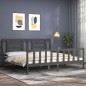 vidaXL Estructura cama de matrimonio con cabecero madera maciza gris