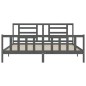 vidaXL Estructura cama de matrimonio con cabecero madera maciza gris