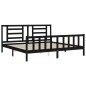 vidaXL Estructura cama de matrimonio con cabecero madera maciza negro vidaXL Estructura cama de matrimonio con cabecero madera maciza negro