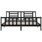 vidaXL Estructura cama de matrimonio con cabecero madera maciza negro vidaXL Estructura cama de matrimonio con cabecero madera maciza negro