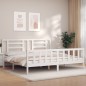 vidaXL Estructura de cama con cabecero madera maciza blanco 200x200 cm vidaXL Estructura de cama con cabecero madera maciza blanco 200x200 cm