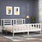 vidaXL Estructura de cama con cabecero madera maciza blanco 200x200 cm vidaXL Estructura de cama con cabecero madera maciza blanco 200x200 cm
