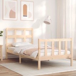 vidaXL Estructura de cama con cabecero madera maciza 100x200 cm