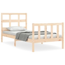 vidaXL Estructura de cama con cabecero madera maciza 100x200 cm