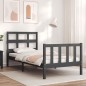 vidaXL Estructura de cama con cabecero madera maciza gris 100x200 cm vidaXL Estructura de cama con cabecero madera maciza gris 100x200 cm