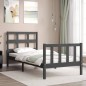 vidaXL Estructura de cama con cabecero madera maciza gris 100x200 cm vidaXL Estructura de cama con cabecero madera maciza gris 100x200 cm