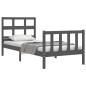 vidaXL Estructura de cama con cabecero madera maciza gris 100x200 cm vidaXL Estructura de cama con cabecero madera maciza gris 100x200 cm