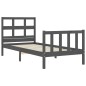 vidaXL Estructura de cama con cabecero madera maciza gris 100x200 cm vidaXL Estructura de cama con cabecero madera maciza gris 100x200 cm