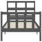 vidaXL Estructura de cama con cabecero madera maciza gris 100x200 cm vidaXL Estructura de cama con cabecero madera maciza gris 100x200 cm