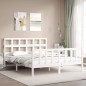 vidaXL Estructura de cama matrimonio con cabecero madera maciza blanco vidaXL Estructura de cama matrimonio con cabecero madera maciza blanco