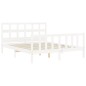 vidaXL Estructura de cama matrimonio con cabecero madera maciza blanco vidaXL Estructura de cama matrimonio con cabecero madera maciza blanco